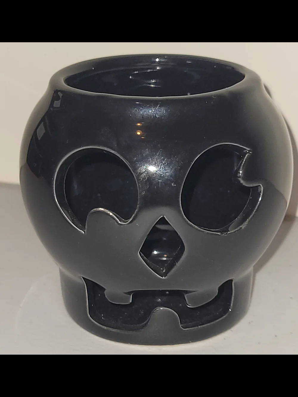 Black Skull Ceramic Votive Holder -